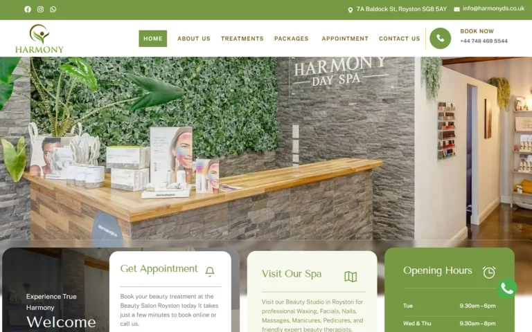 Harmony day spa website