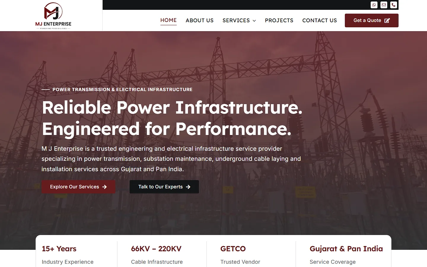 M J Enterprise website