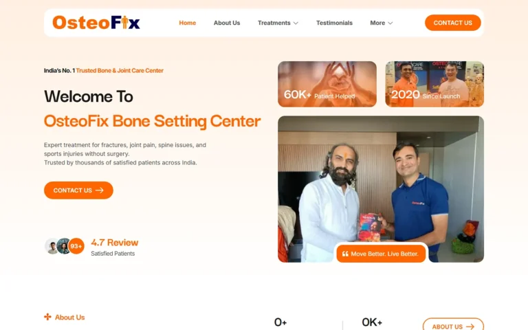 OsteoFix Bone Setting Center website